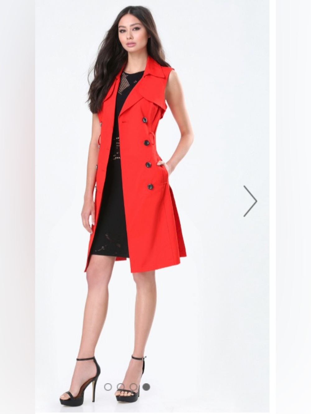 BEBE Sleeveless Red Trench Dress coat  - Women's Stylish Layer